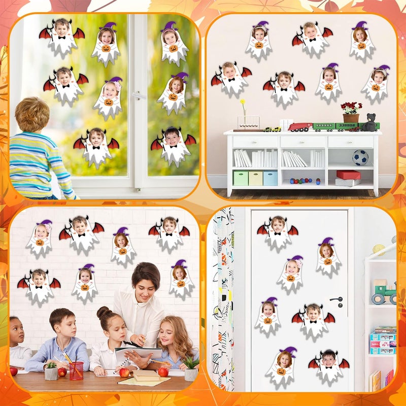 Zevulizen 50Pcs Ghost Cutouts with 100Pcs Glue Points, Ghost Bulletin Board Decorations Ghost Paper Cutouts with Photo Space for DIY Craft Classroom Door Wall Party Décor - Image 4